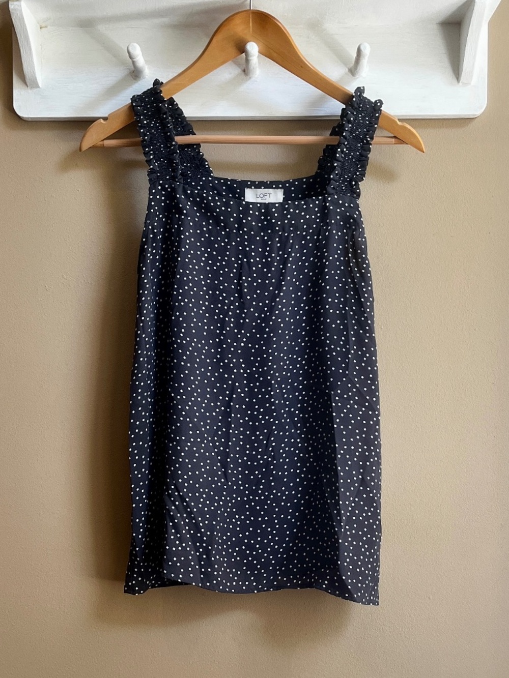 LOFT Outlet Black & White Polka Dot Square Neck Sleeveless Top Size S